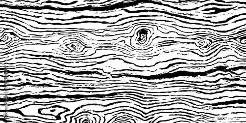 Flowing wood grain lines seamless black and white pattern for design