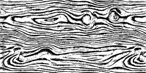 Flowing wood grain lines seamless black and white pattern for design
