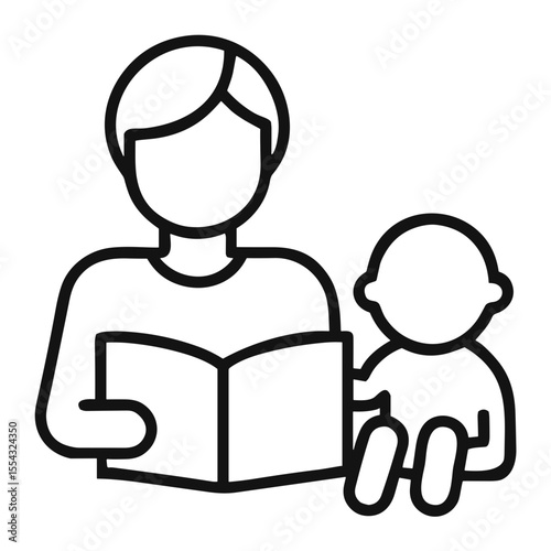 Parent Reading to Child Icon for Educational Resources, Literacy Programs, Bedtime Routine Blogs, Family Bonding Materials and Early Childhood Development Websites
