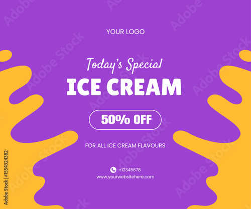 Fresh Ice Cream Flavor of the Day Social Media Post in Flat Illustration