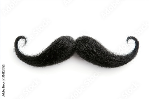 Creative black mustache with stylish curls on a white background