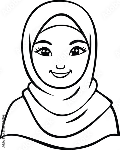 Vector of Muslim Woman Wearing Hijab