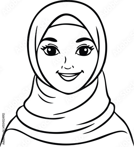 Vector of Muslim Woman Wearing Hijab