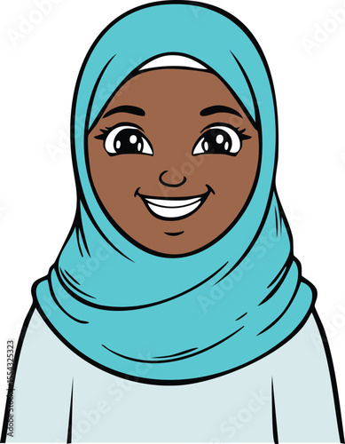 Vector of Muslim Woman Wearing Hijab