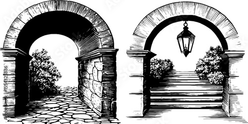 Vintage archway entrances and hanging lantern design for architecture inspiration
