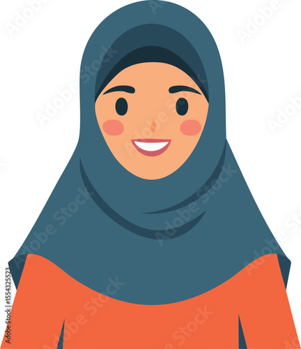 Vector of Muslim Woman Wearing Hijab