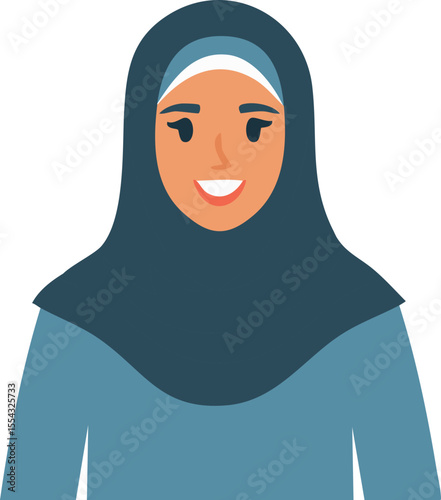 Vector of Muslim Woman Wearing Hijab