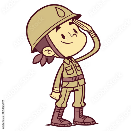 Adorable Cartoon Soldier Saluting A Whimsical Illustration of Military Service