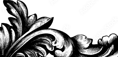 Baroque scrollwork corner with acanthus leaf design for elegant decor