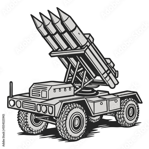 Powerful Multiple Rocket Launcher Military Vehicle Design Illustration