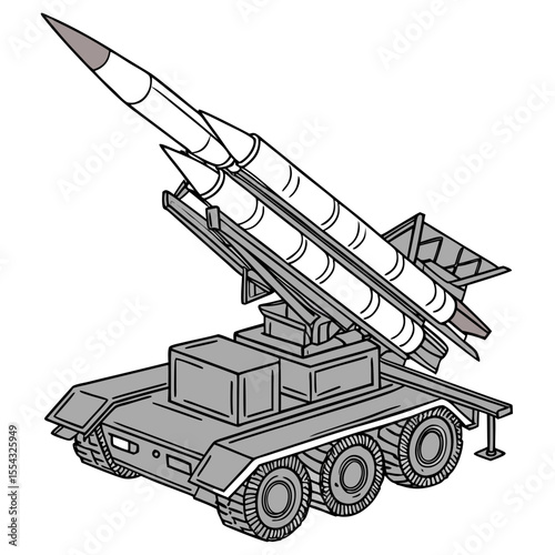 Advanced Missile System  A Detailed Illustration of a Powerful Rocket Launcher, Military Technology, and Weaponry