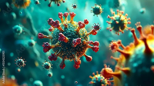 Microscopic View of a Coronavirus: A Detailed 3D Render