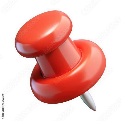 3d realistic red push pin isolated on transparent background