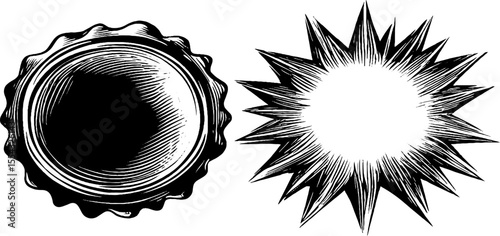 Retro circular and starburst shapes for vintage design projects