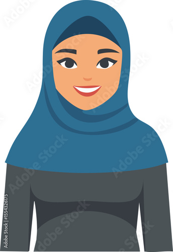 Vector of Muslim Woman Wearing Hijab