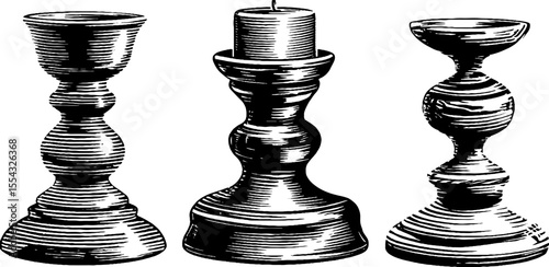 Vintage brass candlestick set with drip tray and snuffer design for retro decor