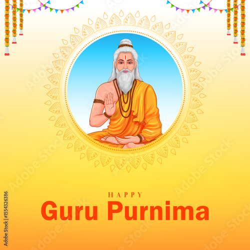 religious holiday background for Happy Guru Purnima festival celebrated in India
