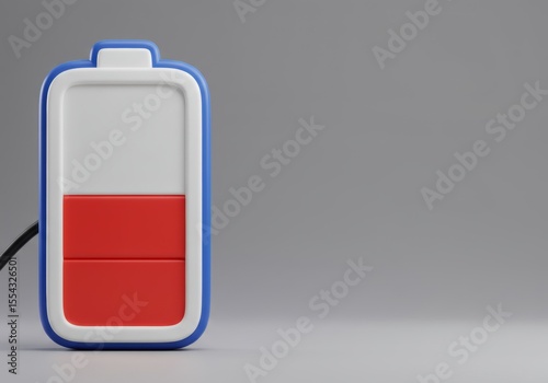 3D Charging Battery Icon for a 4th of July a US Independence Day Energy Concept with Copy Space