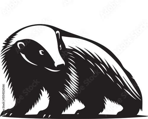 Wallpaper Mural Honey Badger Vector in black and white  Torontodigital.ca