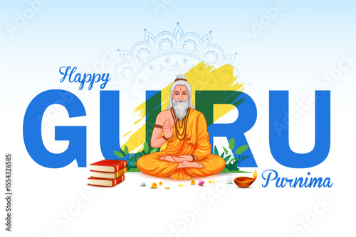 religious holiday background for Happy Guru Purnima festival celebrated in India