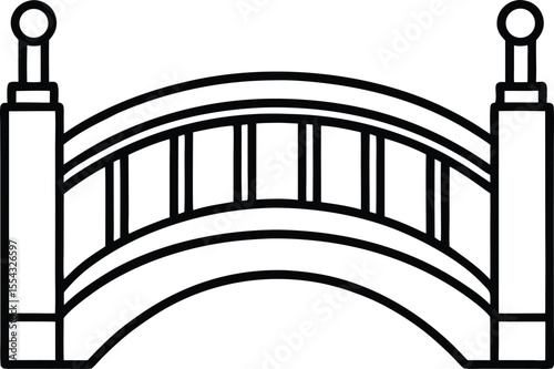 Stylized Suspension Bridge Outline in Minimal Vector Form