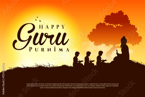 religious holiday background for Happy Guru Purnima festival celebrated in India