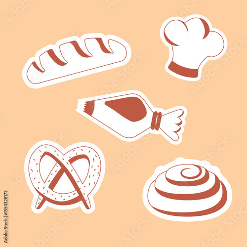 Stickers of food, baked goods from the bakery