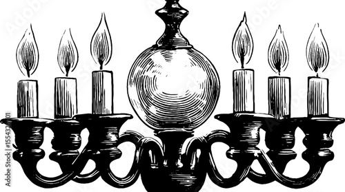 Vintage crystal chandelier sketch in classic style for decor design