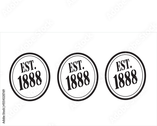 Three circular vintage established 1888 stamps with stencil font