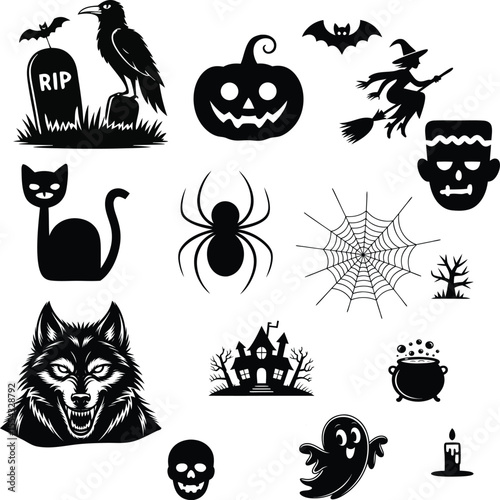 Classic Halloween Silhouette Icon Set