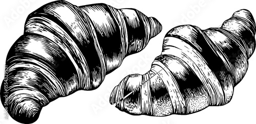 Vintage eclair shells with glaze sheen and cream filling sketch for culinary design
