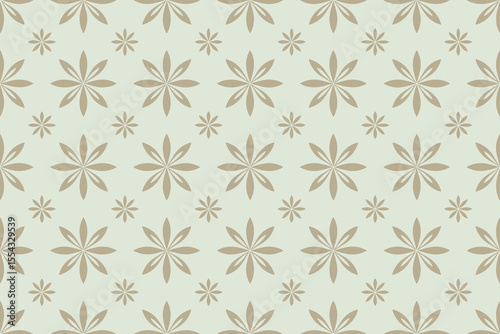 Wallpaper Mural Seamless pattern with light brown floral motifs on a pale green background Torontodigital.ca