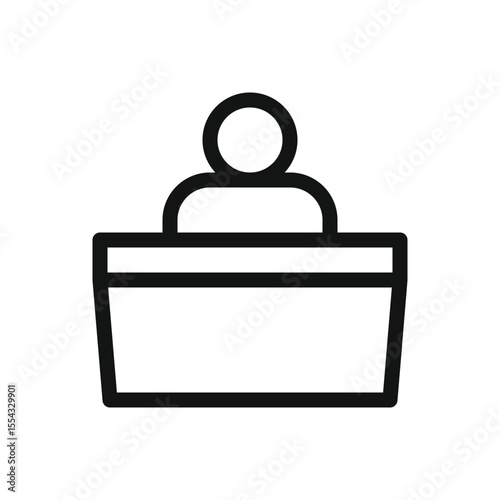 Guest reception desk line icon, office reception table vector symbol with editable stroke