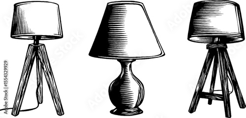Scandinavian tripod floor lamps in vintage style for home decor and design