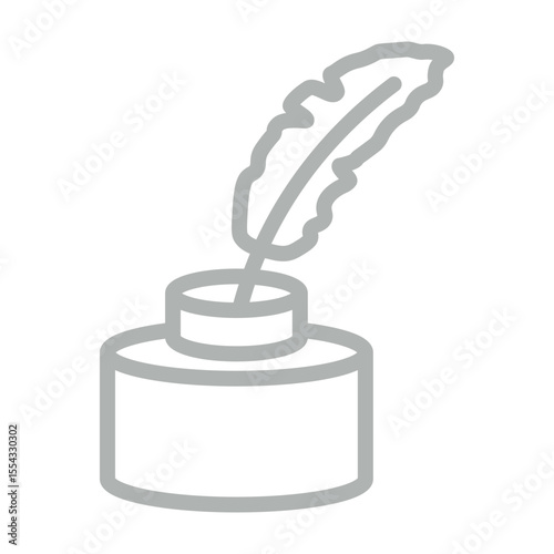Quill and Ink Vector Line Grey Icon Design