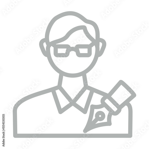 Author Profile Vector Line Grey Icon Design