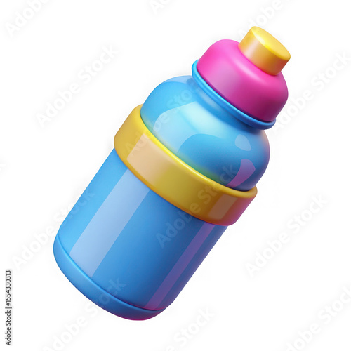 3d realistic blue sports water bottle isolated on transparent background