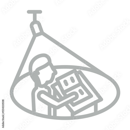 Author Spotlight Vector Line Grey Icon Design