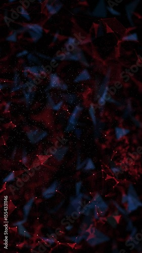 Red blue digital technology line dot and triangle shapes loop motion vertical background.