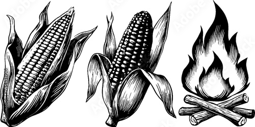 Grilled corn and campfire design for midsummer celebrations
