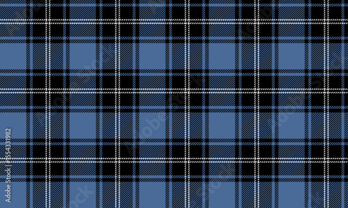 Seamless plaid pattern, blue, black, white, modern design, suitable for designing clothes, skirts and pants, adding a touch of flair to every look, vector illustration.