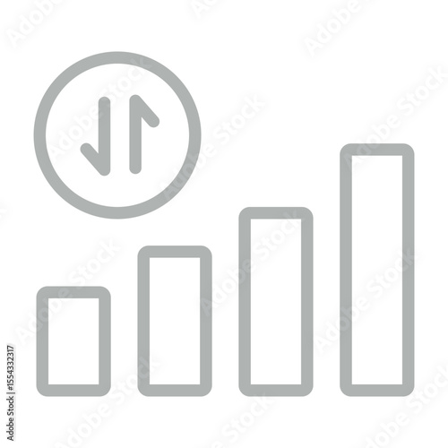 Mobile Data Network Vector Line Grey Icon Design