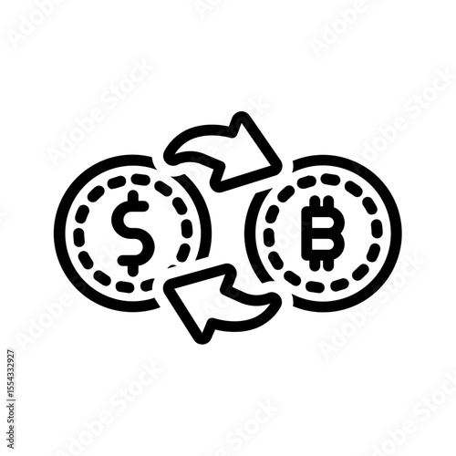 Vector black line icon for Currency exchange
