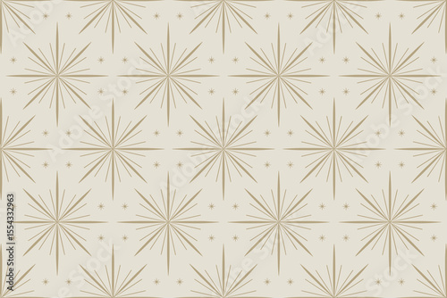 Geometric starburst pattern with small stars on a cream background