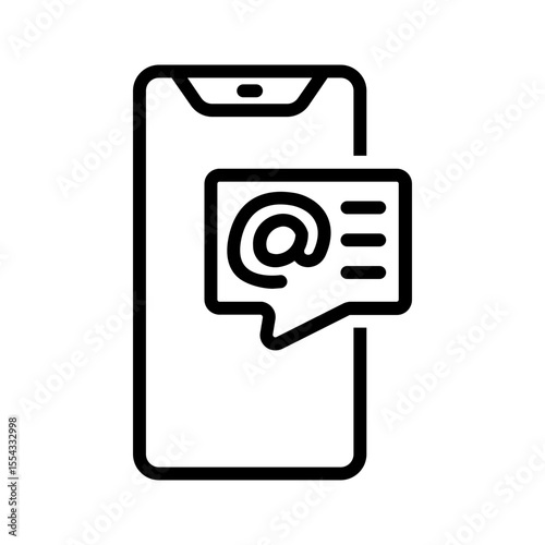 Vector black line icon for Mention