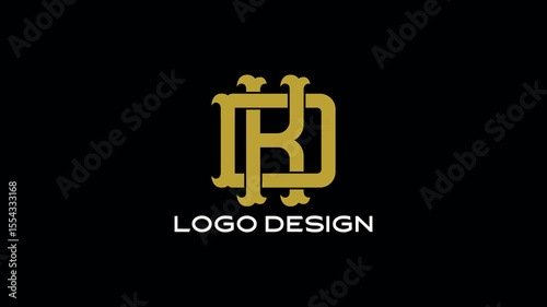 Classic DK monogram logo with golden bold serif letters on black background, ideal for luxury, legal firms, and high-end corporate identity