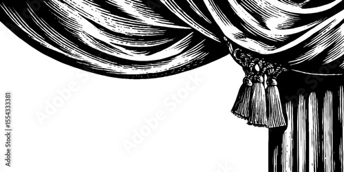 Elegant vintage lace curtain corner with tassel fringe for home decoration design