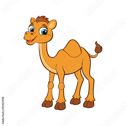 Happy and cute camel character vector illustration isolated on white background