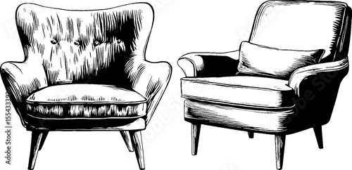 Vintage light oak lounge chairs with curved back for retro interiors and decor