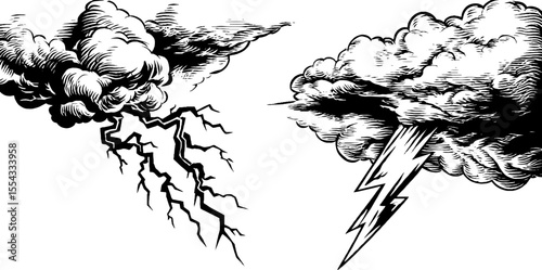 Vintage lightning bolt and electric crack patterns for retro design